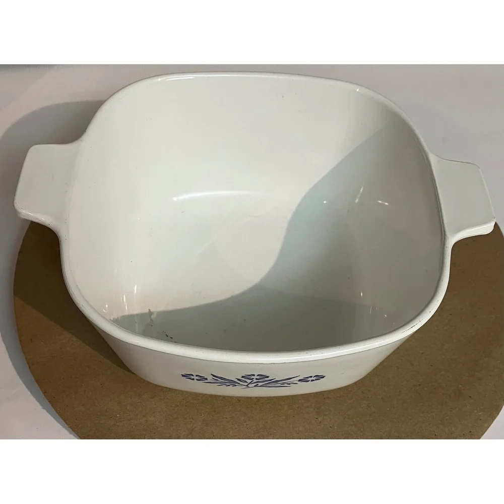 Corning Ware Casserole Dish  1.75qt White Excellent Blue Cornflower P-1 3/4-B